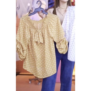เสื้อสีน้ำตาลลายจุด ร้าน cocoabrown ***มือ1ป้ายห้อย