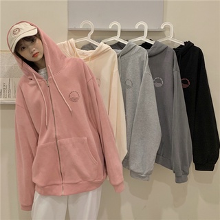 Fulllove พร้อมส่ง เสื้อแขนยาวมีฮู้ด มีซิปตรงกลาง เสื้อแขนยาวฮู้ดมีซิป เสื้อกันหนาว เสื้อแขนยาว มีกระเป๋าสองข้าง N7773
