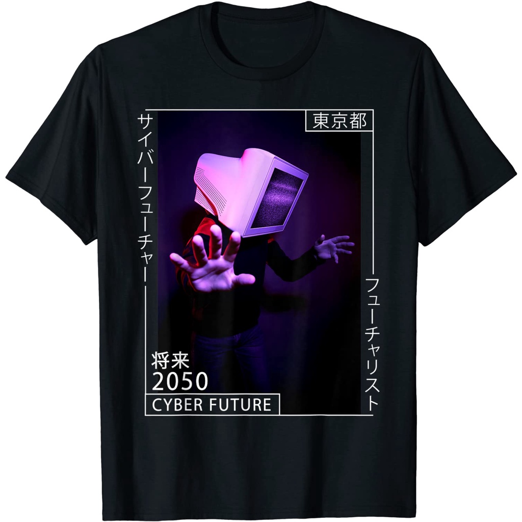 เสื้อยืดวินเทจเสื้อยืด ลาย Aesthetic Cyberpunk Cyborg - 80s สไตล์ญี่ปุ่น สําหรับผู้ใหญ่S-4XL
