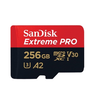 SanDisk Extreme Pro microSDXC, SQXCD 256GB, V30, U3, C10, A2, UHS-I, 200MB/s R, 140MB/s W, 4x6, SD adaptor, Lifetime Limited ME6-000958 การ์ดความจำ