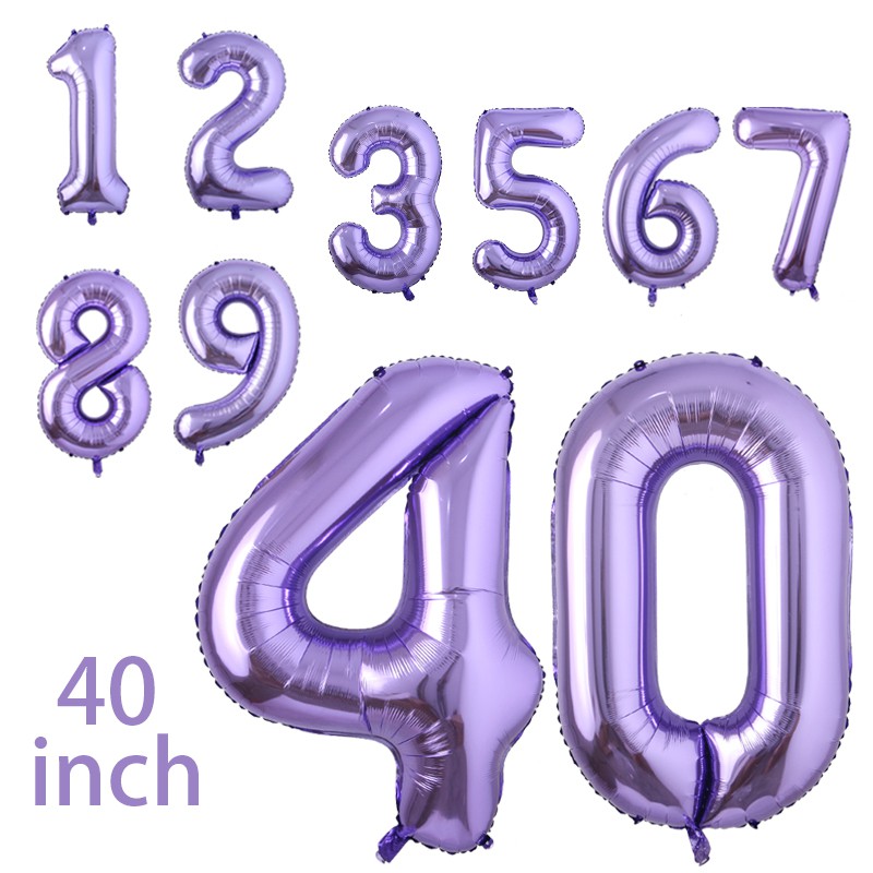 ลูกโป่งฟอยล์ฮีเลียมสีม่วงขนาด 40 นิ้วสําหรับตกแต่งปาร์ตี้วันเกิด