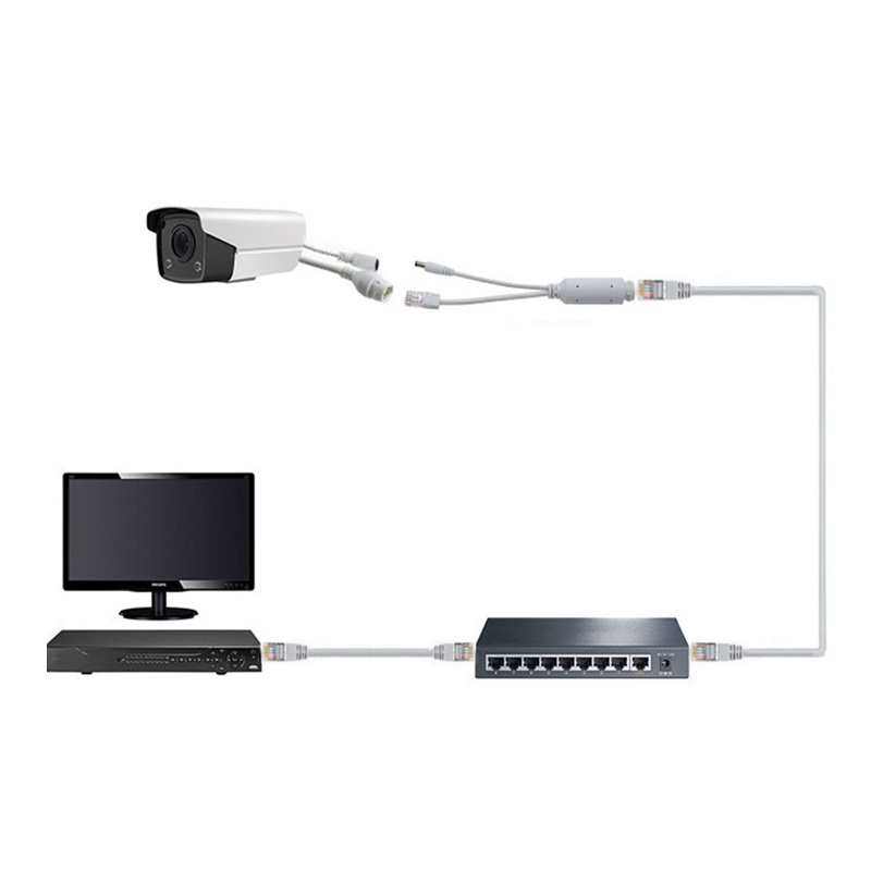 ถึง 48V ถึง 12V IEEE 802 3af Compliant 10 100Mbps PoE Splitter สําหรับการเฝ้าระวัง Cam