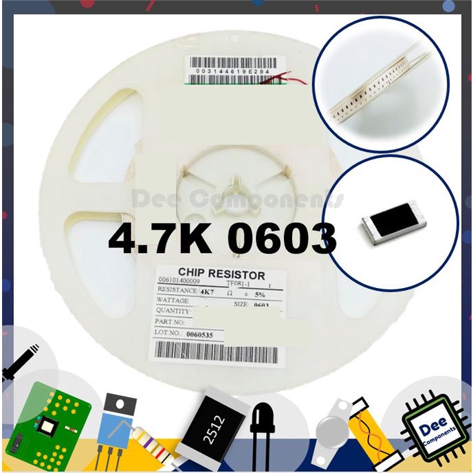 4.7K Ohm 0603 ±5% 100 mW ±100ppm/℃ 0603WAJ0472T5E ROYAL OHM 1-A2-25 (ขายยกแพ็ค 1 แพ็ค มี 100 ชิ้น)