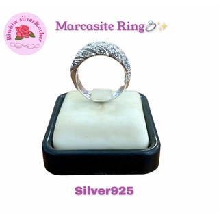 แหวนเงินแท้925 ประดับมาร์คาไซท์(Classy Marcasite V-Shaped Pattern Ring)