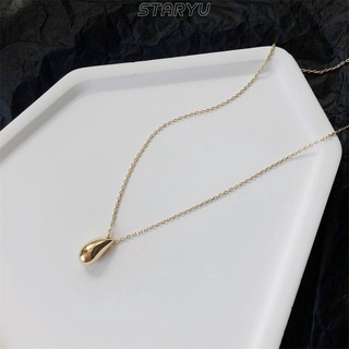 Staryu S925 Silver Women Necklace Waterdrop Teardrop Pendant Clavicle Chain Elegant Graceful Style