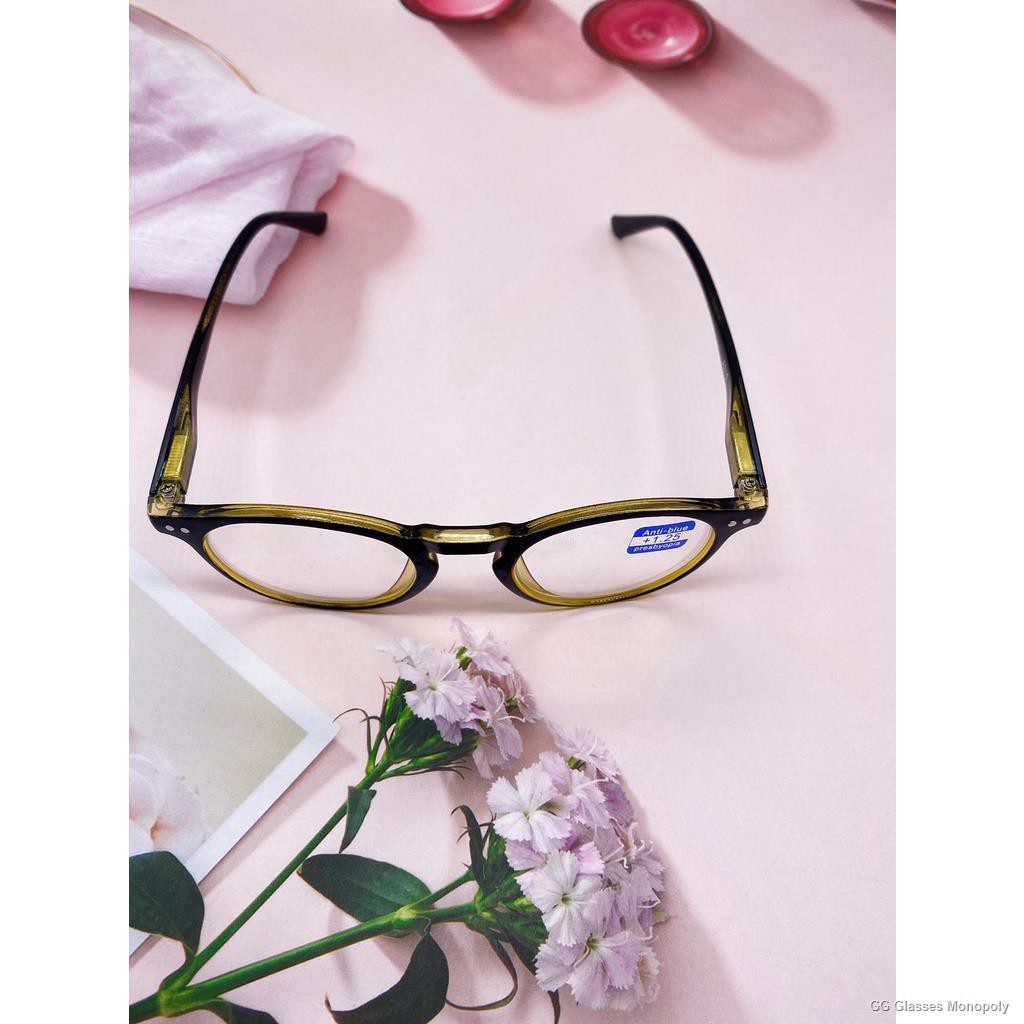 GG Glasses Monopolyแว่นสายตายาวกรองแสงสีฟ้า ขาสปริง ทรงหยดน้ำ 50 ถึง225