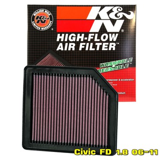 K&amp;N กรองอากาศ Honda Civic FC FK FE FD FB กรองเครื่องยนต์ ใส้กรองอากาศ High-Flow Air Filter แท้ Made in USA