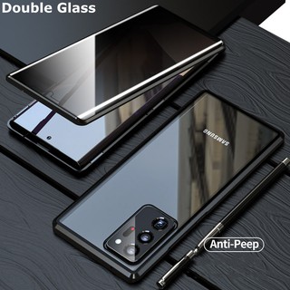 เคสกระจกแม่เหล็กเคสแข็งAnti Peeping For Samsung Galaxy Note 20 Ultra Magnetic Case double-sided Tempered Glass Case for Samsung Note 10 Plus Pro Anti Peeping Magnetic Metal Bumper Case Magnet Metal Flip Cover Hard Front And Back 360 Protection Casing