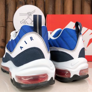 Nike Air Max 98 White Blue Red White Blue White Red Gundam Retro Air Cushion Men S Shoes 100 ราคาท ด ท ส ด