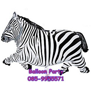 ลูกโป่งม้าลาย สีขาว-ดำ Zebra Black &amp; White Balloon