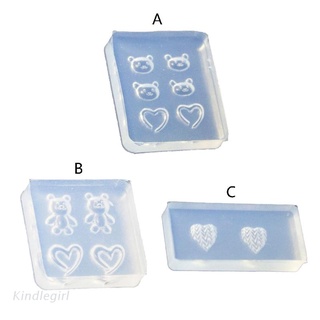 KING Bear Love Heart Nail Art Decoration Epoxy Resin Mold Nails Stickers Ornaments Silicone Mould DIY Crafts Jewelry Casting