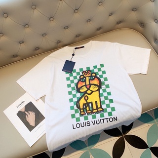 เสื้อยืดสีขาวเสื้อยืดแขนสั้น คอกลม ผ้าฝ้าย พิมพ์ลาย Lou is Vuit ton TagS-4XL