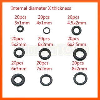 ยางโอริง 225pcs O-Ring Assortment Nitrile Rubber Washer Seals NBR Kit 18 Sizes in Black with a Re-Sealable Plastic Box