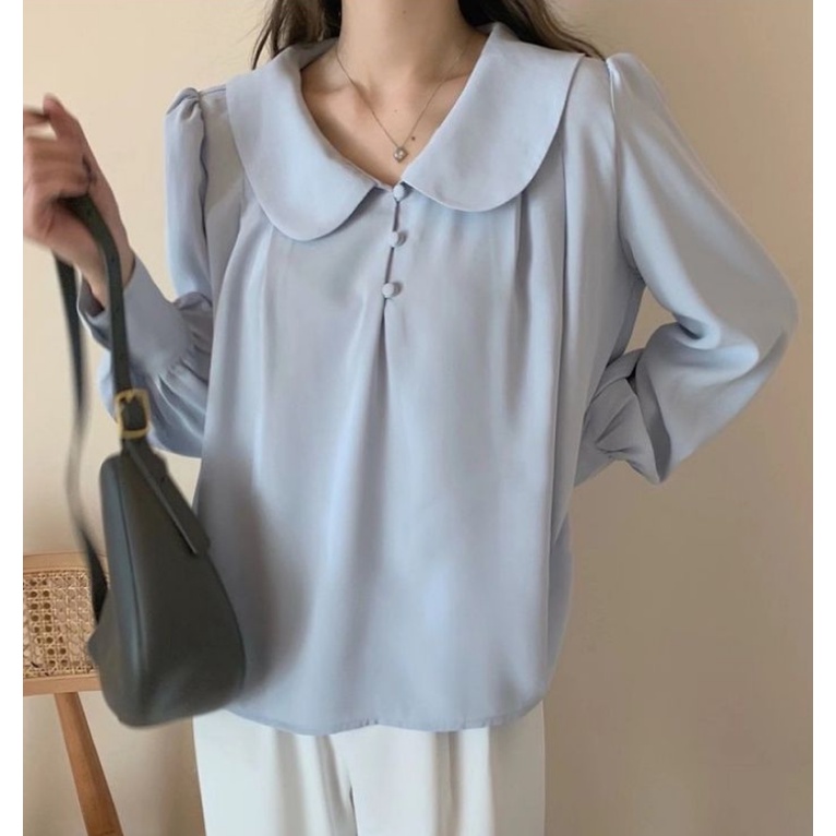 (พร้อมส่งจากไทย) เสื้อเชิ้ตแขนยาวสีพื้นคอปกน่ารักๆ [BB7] ราคา ถูกที่สุด ดีลบีเคเค แกลเลอรีภาพที่ 8