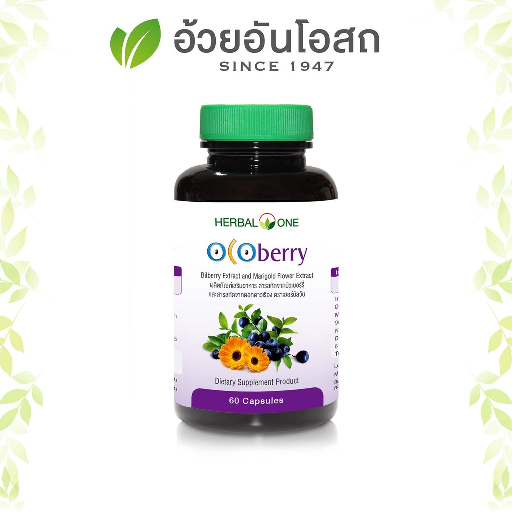 บำรุงสายตา Herbal One Ocoberry เฮอร์บัล วัน โอโคเบอร์รี่ (อ้วยอันโอสถ) 60 เม็ด