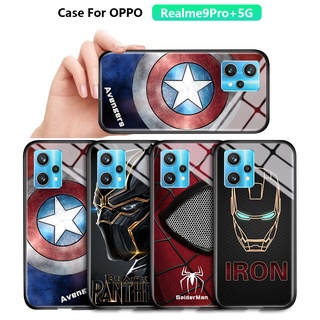 สําหรับ Realme 9 Pro+ 5G Realme 9 Pro Plus GT 2 Pro 5Gเคสโทรศัพท์มือถือกระจกนิรภัย ลายซุปเปอร์ฮีโร่ กัปตันอเมริกา ไอรอนแมน สไปเดอร์แมน