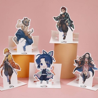 2021 Stand ฟิกเกอร์ แฟนเมด Anime Demon Slayer Kimetsu No Yaiba paper Desk Stand Figures Models Teenagers Figures Plate Holder Stand Model Plate Decor For kids Gift Kamado Nezuko Kochou Shinobu Rengoku Kyoujurou