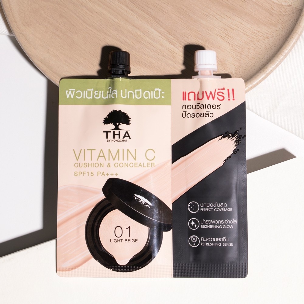 THA BY NONGCHAT Vitamin C Cushion & Concealer SPF15 PA +++ วิตามินซี คูชั่น แอนด์ คอนซีลเลอร์ เอสพีเ