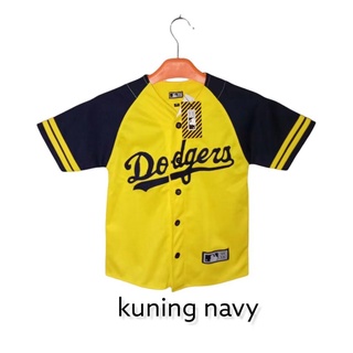 เสื้อกีฬาเบสบอลแขนสั้น ลายทีม reglan Yellow DODGERS สําหรับเด็ก