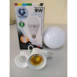 หลอดไฟอัจฉริยะ อัตโนมัติ เมื่อไฟดับ แสงเดยไลท์ Iwachi Emergency LED 9W รุ่น GE-0009 แถมฟรีขั้วหลอดไฟ E27 พร้อมสวิทในตัว