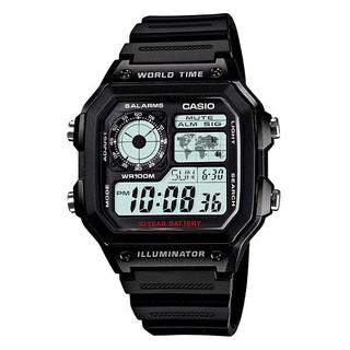 Casio นาฬิกา Worldtime sport สีดำ สายเรซิ่น รุ่น AE-1200WH-1AVDF