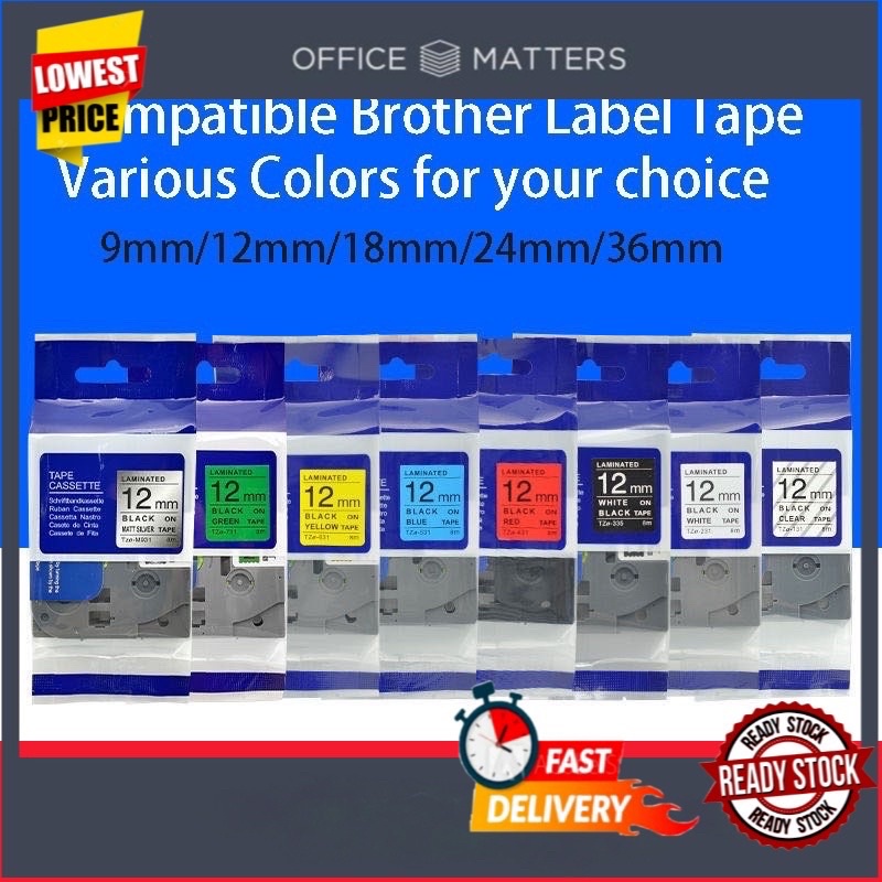 [Office Matters] Brother Tape P-Touch Laminated 18mm / 24mm / 36mm TZe Tape