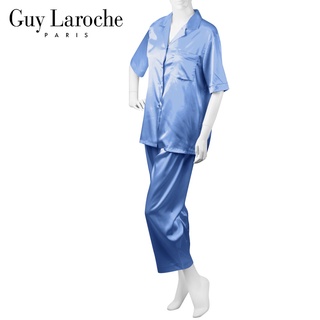 ชุดนอน แบรนด์ Guy Laroche ปาจามา ผ้า SATIN  GV3768 ( M - L) ชุดนอน เสื้อแขนสั้น กางเกงขายาว ดีไซน์เรียบหรู ปักกระเป๋า