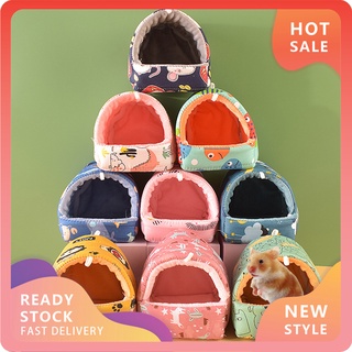 【RX]Guinea Pig Nest Cartoon Pattern Pet Hideout Warm Small Animal Hamster Squirrel Bed House Cage Accessories