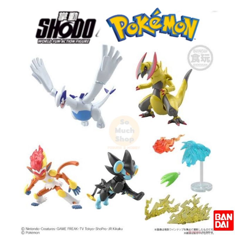 โมเดล โปเกมอน Shodo Pokemon 6 / Action Figure Lugia, Haxorus, Infernape, Luxray