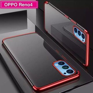 Case OPPO Reno4 เคสออฟโป้ เคส Oppo Reno4 เคสนิ่ม TPU CASE เคสขอบสีหลังใส เคสกันกระแทก เคสซีลีโคน เคส oppo reno4