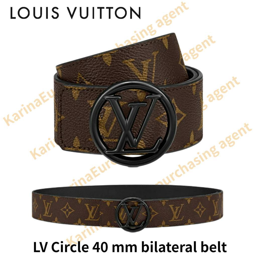 LV Circle 40 mm bilateral belt Louis Vuitton Classic models Mist black metal LV Circle circle logo buckle