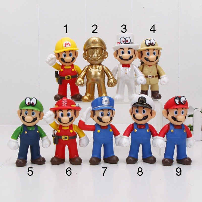 Super Mario Odyssey Golden Mario Plastic Figure PVC Doll Toy 5/"