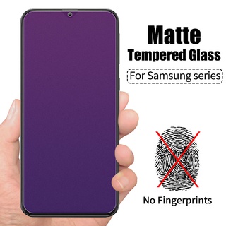 Matte Anti UV Blue Purple Light Tempered Glass For Samsung Galaxy Note 10 S10 Lite A02 A02S A12 M12 A72 A52 A32 A10 A10S A20S M10 A71 M51 A30 A30S A50 A50S A20 A31 AM21 M30S M31 A70 A01 M11 A51 A21S J4 J6 Plus Screen Protector