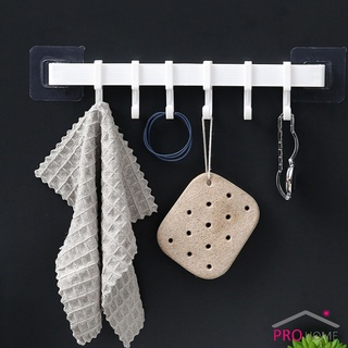 แบบติดแผ่นกาว """ราวตะขอ""" พลาสติกอเนคประสงค์  ไม่ต้องเจาะผนัง Towel rack