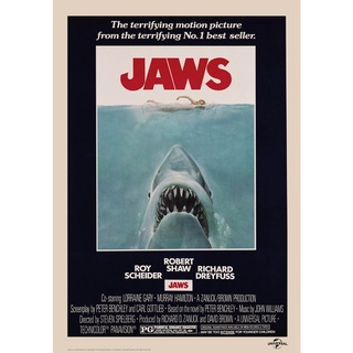 โปสเตอร์หนัง Jaws จอว์ส ฉลามนรกทะเลเดือด Movie Poster ภาพติดผนัง ตกแต่งบ้าน รูปติดห้อง ของสะสม ร้านคนไทย 77poster