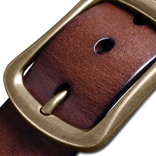 เข็มขัดหนังวัวแท้ หัวเข็มขัดทองแดง ลําลอง แฟชั่นสําหรับผู้ชา…