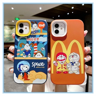 🔥 เคส iPhone13 plus Snoopy &amp; Doraemonสามในหนึ่งเดียว Liquid ซิลิโคนนุ่มเคสสแควร์ขอบที่ถอดออกได้กรอบอะคริลิกันชนป้องกันหน้าจอกล้องการ์compatible for Apple 13 caseiPhone 11,12,13,14 Pro max X/XR/XS Max 7 8 plus เคสไอโฟน 11/12/13/14 เคสไอโฟน7พลัส