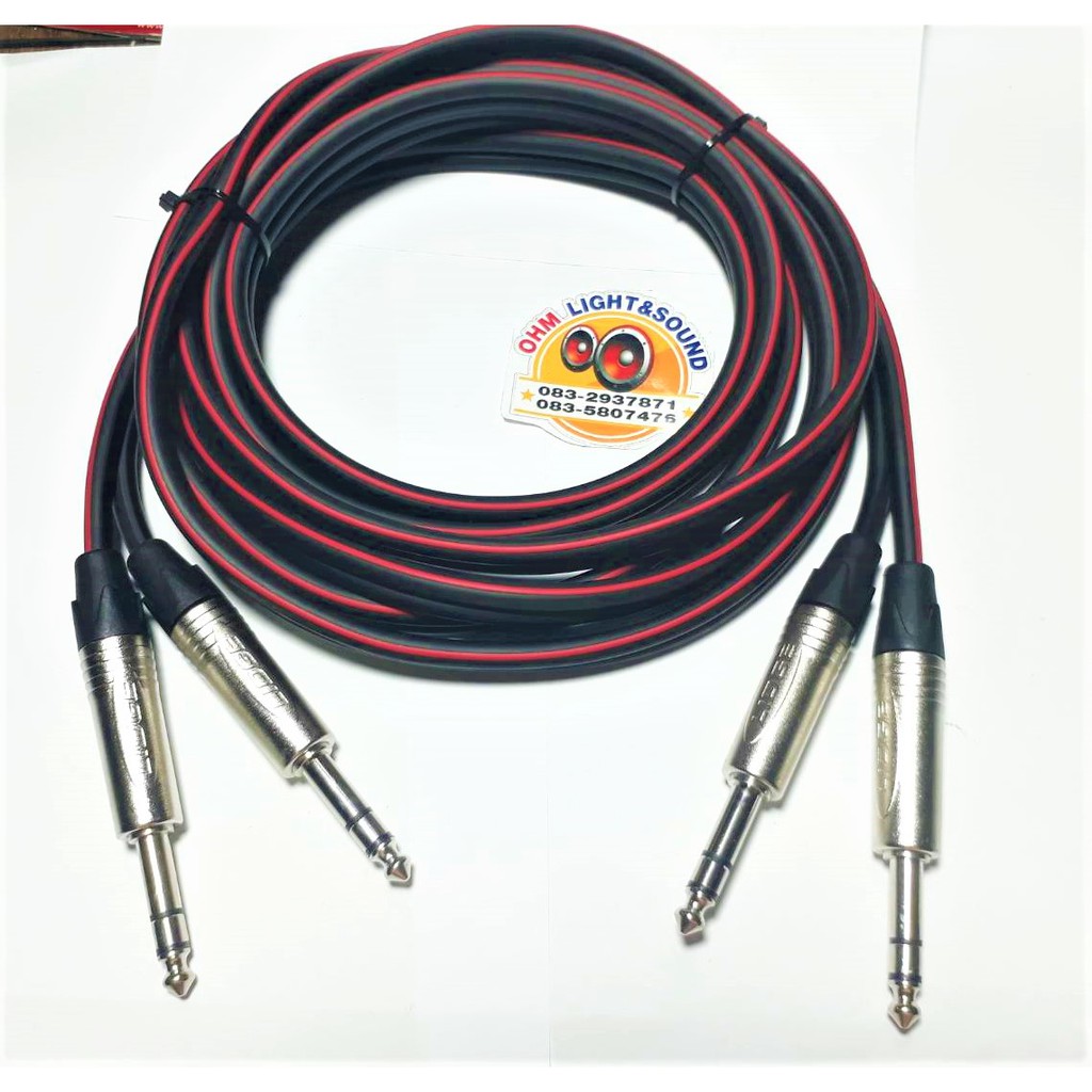 สายสัญญาณคู่ TRSตรง to TRSตรง 4 หัว 6 mm สายใหญ่ หัวLIDGE สายชีสด์ เครื่องเสียง แจ็คสายไมค์ สายเสียง