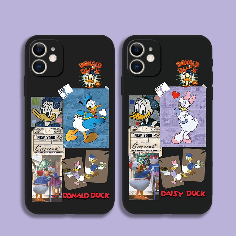เคสโทรศัพท์มือถือแบบนิ่ม ลายการ์ตูนดิสนีย์ โดนัลด์ดั๊ก ตลก สีดํา สําหรับ IPhone 14 15 Pro 12 mini 11 13 Pro Max Xr X Xs Max 6s 7 8 Plus 5s se2