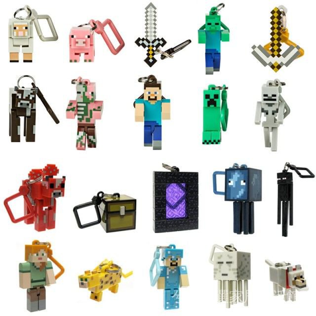 & Ximei พวงกุญแจ จี้บล็อกตัวต่อ ลายอนิเมะเกม Minecraft รุ่นที่ 1 2 ขยับได้