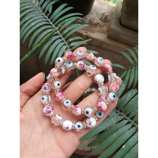 ข้อมือเซรามิก Evileye ตาแก้วสีชมพู (หายาก)