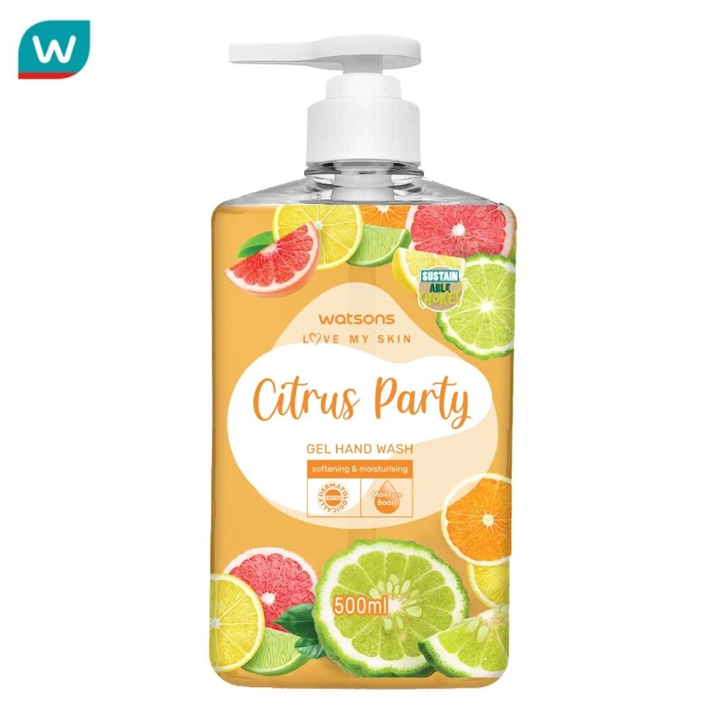 Watsons วัตสัน เลิฟ มาย สกิน ซิตรัส ปาร์ตี้ เจล แฮนด์ วอช 500มล.