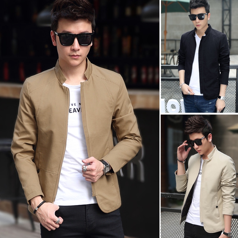 ! ชาย Zipped Bomber Jacket Outerwear Windbreaker Jacket M-5XL