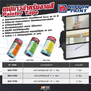 เทปกาวสำหรับงานสี ขนาด 3/4" x 15 ม. นิปปอนเพนต์ (NIPPON PAINT)(5 ม้วน) ใช้กับงานพ่นสีรถยนต์ที่ต้องการคุณภาพสูง