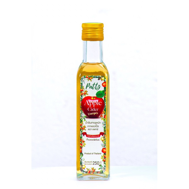 น้ำแอปเปิ้ลไซเดอร์ Apple Cider Vinegar ACV น้ำส้มสายชูหมักจากแอปเปิ้ล ยี่ห้อ Pattz [Keto คีโต]