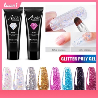 โพลี่เจล ต่อเล็บ รุ่นกลิตเตอร์ โพลีสร้างเจล DIY ชุดวุ้นคริสตัลเล็บด่วนขยาย Glitter Poly Gel 15ml COD