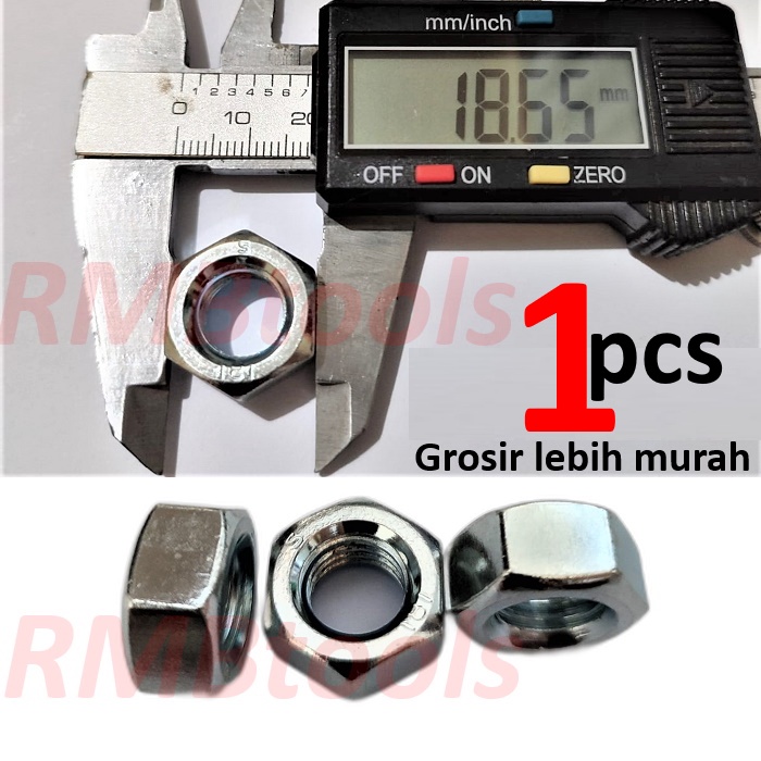 M12 WHITE GALVANIZED HEX NUT KEY 19 PITCH 1.75