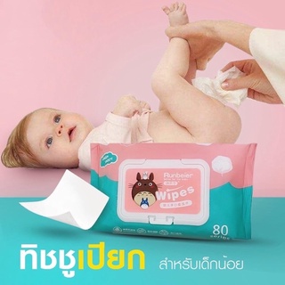 [สินค้าพร้อมส่ง] ทิชชู่เปียกน้ำแร่สำหรับเด็ก 1 ห่อ 80 แผ่น ปราศจากน้ำหอม ปราศจากแอลกอฮอล์ ไร้สารตกค้าง เช็ดผิวเด็กอ่อน