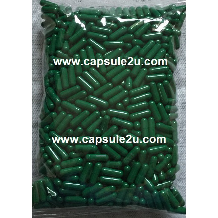Capsule แคปซูลเปล่า เบอร์ 00 สีเขียวแก่ แพ็คละ 1,000 แคปซูล/เม็ด พร้อมส่งจากไทย