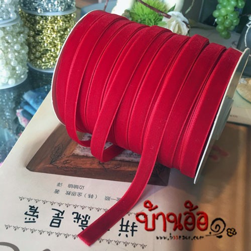 1y 10mm PDR0023 ริบบิ้น ผ้ากำมะหยี่ ขนาดเล็ก 10 มิล x ความยาว 90 เซนติเมตร Velvet Ribbon